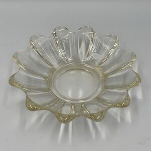 Vintage Yellowish Star Shaped/ Sun Burst Tapered‎ Candle Holder Dish Ashtray